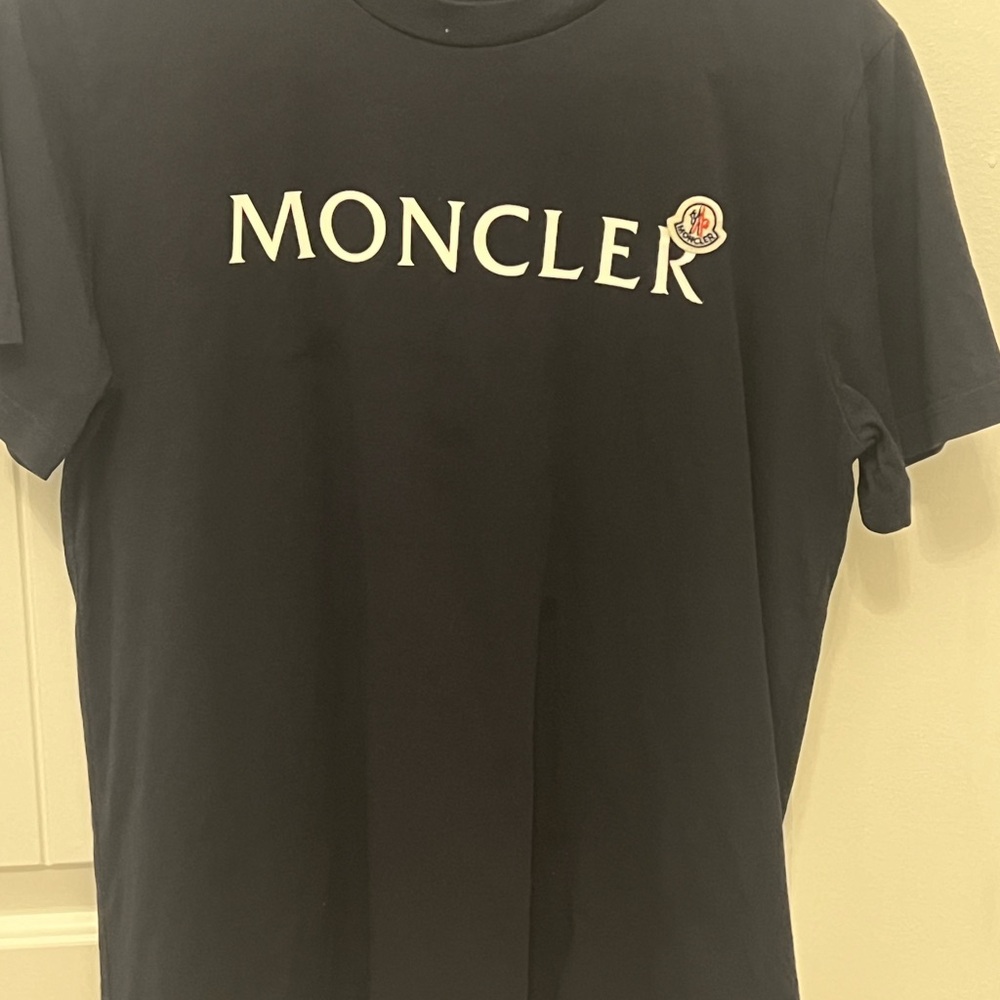 Moncler Navy Blue T-Shirt with Logo